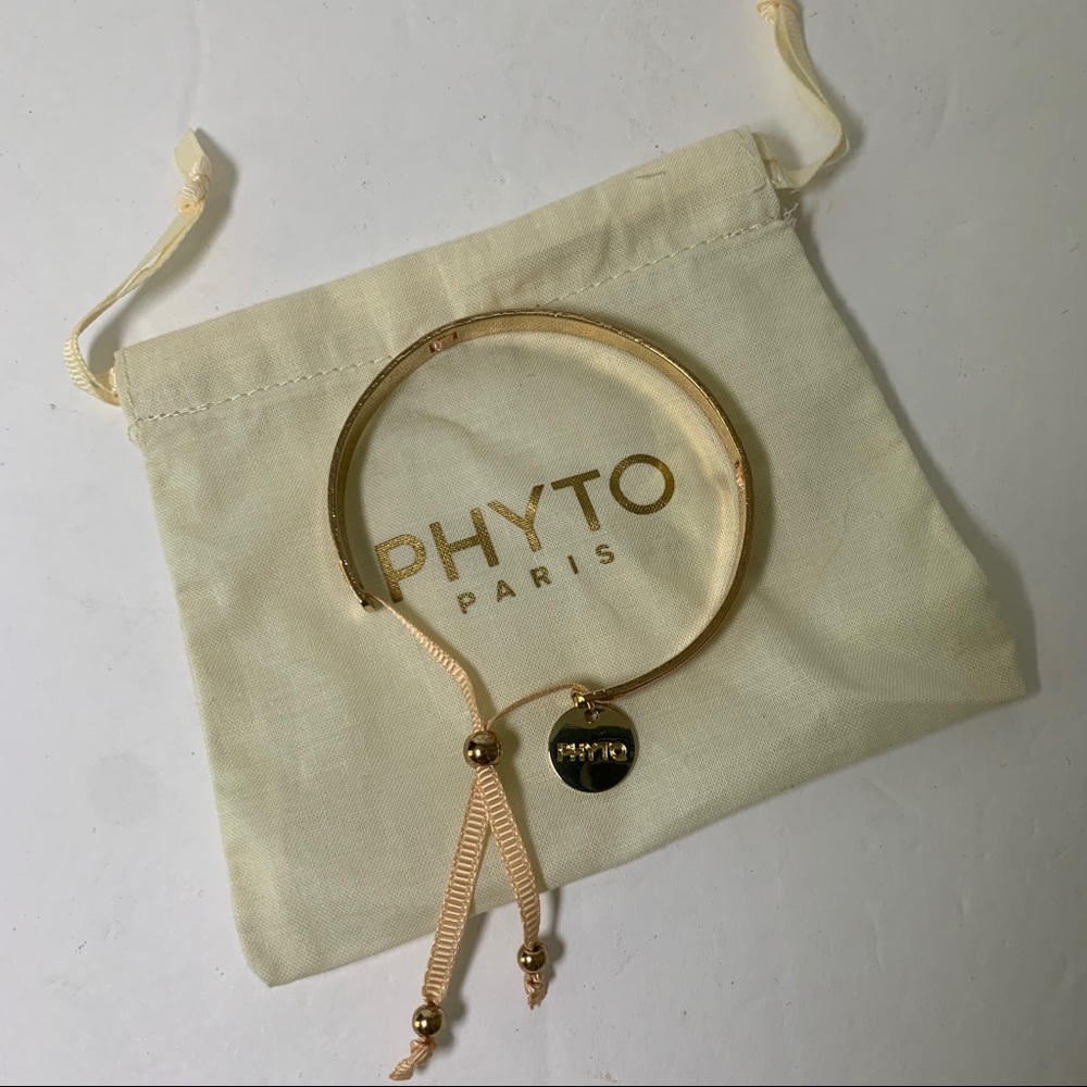 NWT Phyto Gold Charm and Ribbon Adjustable Bracelet